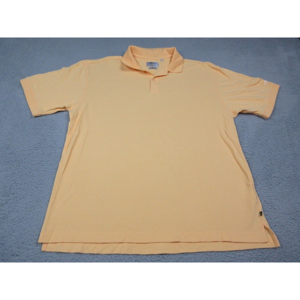 Callaway Golf Sport Polo Shirt Mens XL Yellow 100% Cotton Knit Short Sleeve Golf